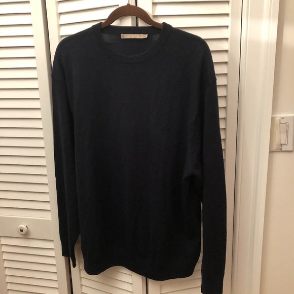 Stile Di Vita Italian Merino crew neck men navy sweater, XXL - Picture 1 of 9